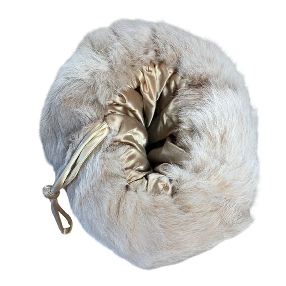 Vintage Handwarmer Muff Beige Fur Victorian Elegant Edwardian Winter - Picture 3 of 8